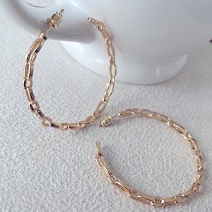 Thin link open hoop earrings